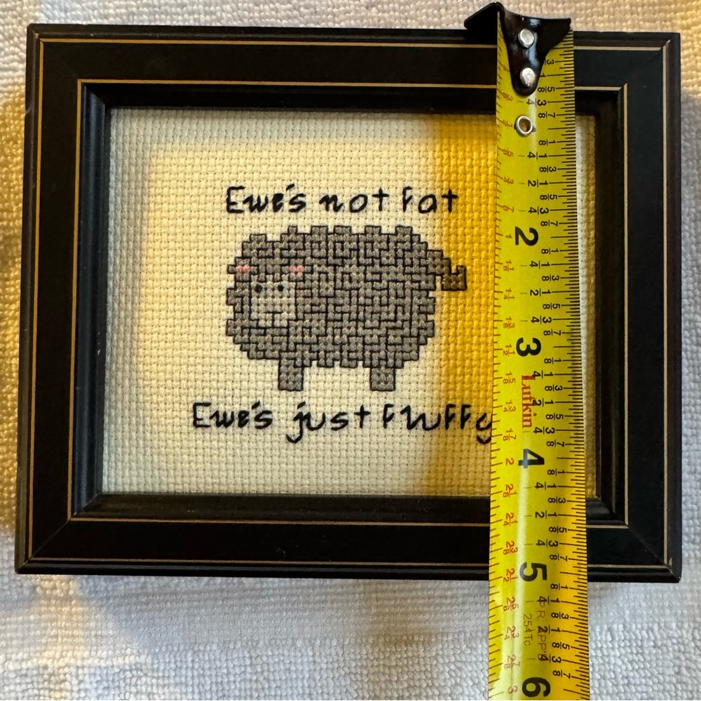 Framed Cross-Stitch Ewes Not Fat You’re Just Fluffy Funny Humor Art Gift - Picture 3 of 6